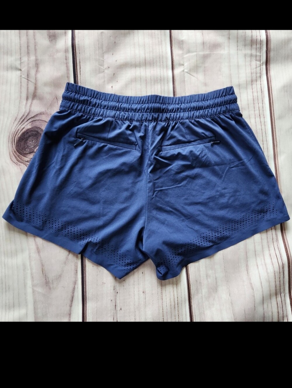 Athleta "Baja Short 2.0" Laser Cut Perforated Blue Athletic | Women's Size 2 - Picture 4 of 10